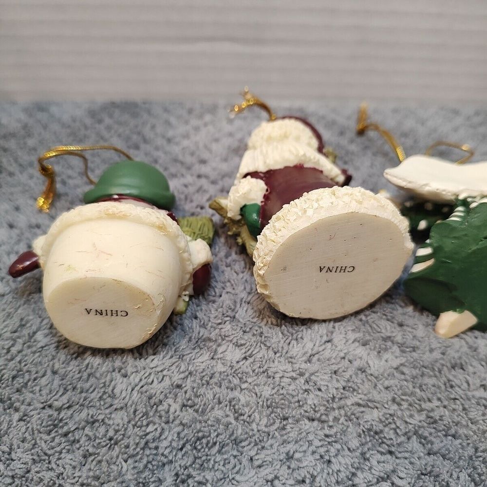 Old World Style set of 4 ceramic Christmas Ornaments santa snowmen angel - Picture 9 of 10